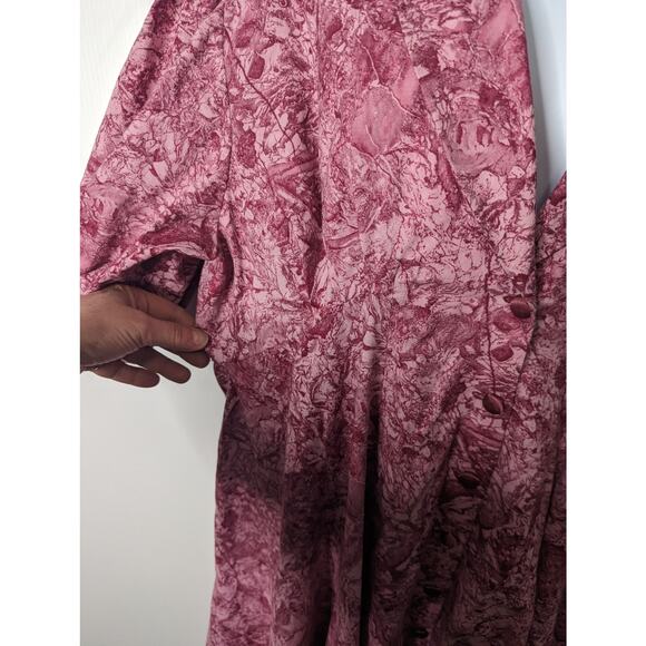 Vintage 80's Vogue Designer Original Midi Dress Pink Button Front Prairie Puff - Picture 10 of 11